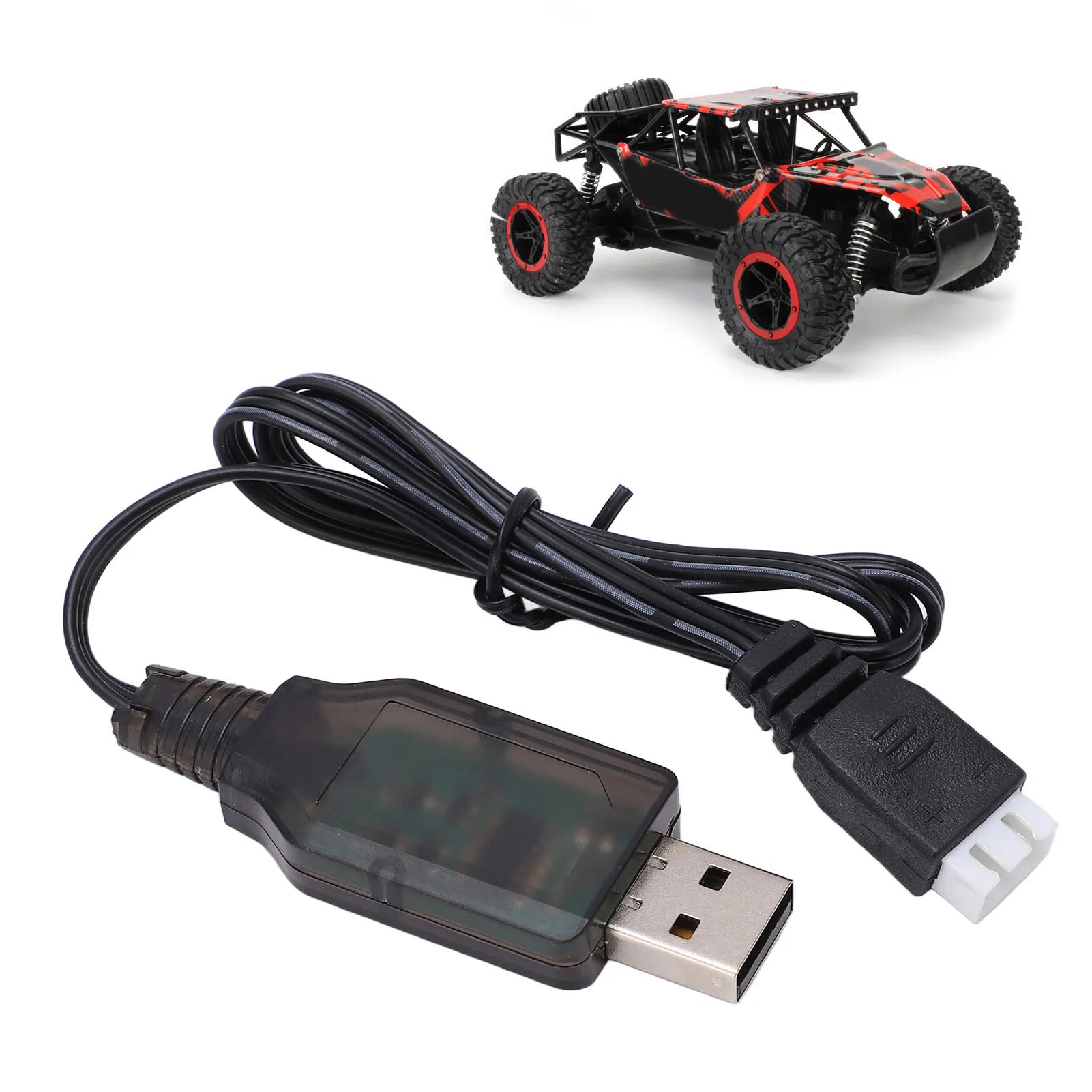 Chargeur de batterie Lipo 7.4V 1000mA avec câble USB pour voiture RC 1/16, vue de face