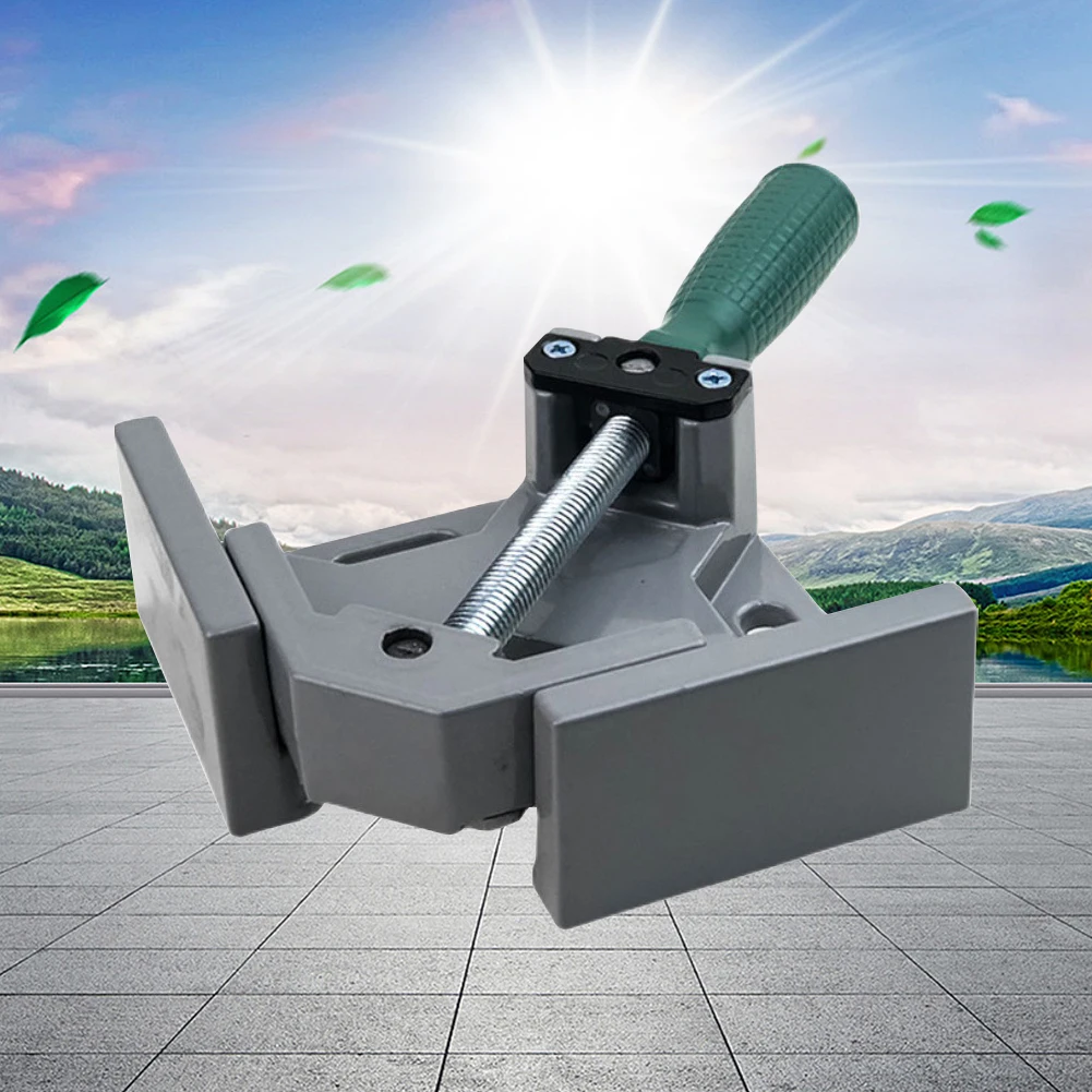 90 Degrees Angle Clamp Aluminum Alloy Right Angle Fixture Single Handle Adjustable Swing Jaw for Welding Woodworking Photo Frame