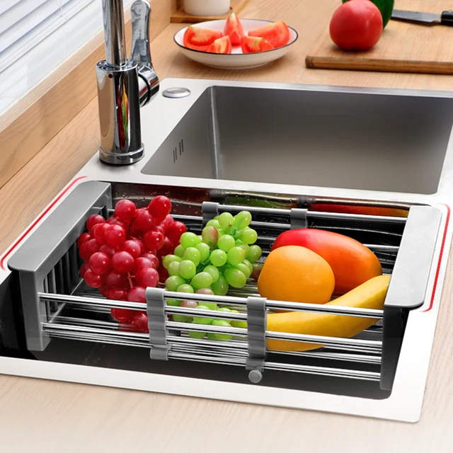 Adjustable Dish Drying Rack Stainless Steel Dish Drainer Fruit Vegetable  Drainer Kitchen Sink Drain Holder Storage Rack - AliExpress