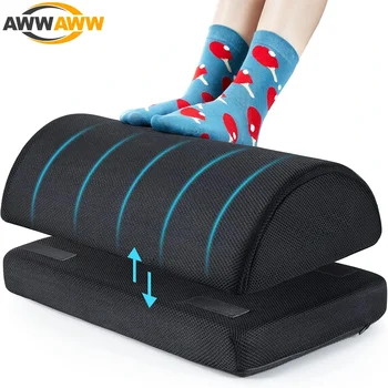 2 Adjustable Heights Foot Rest - Under Desk - Soft Memory Foam