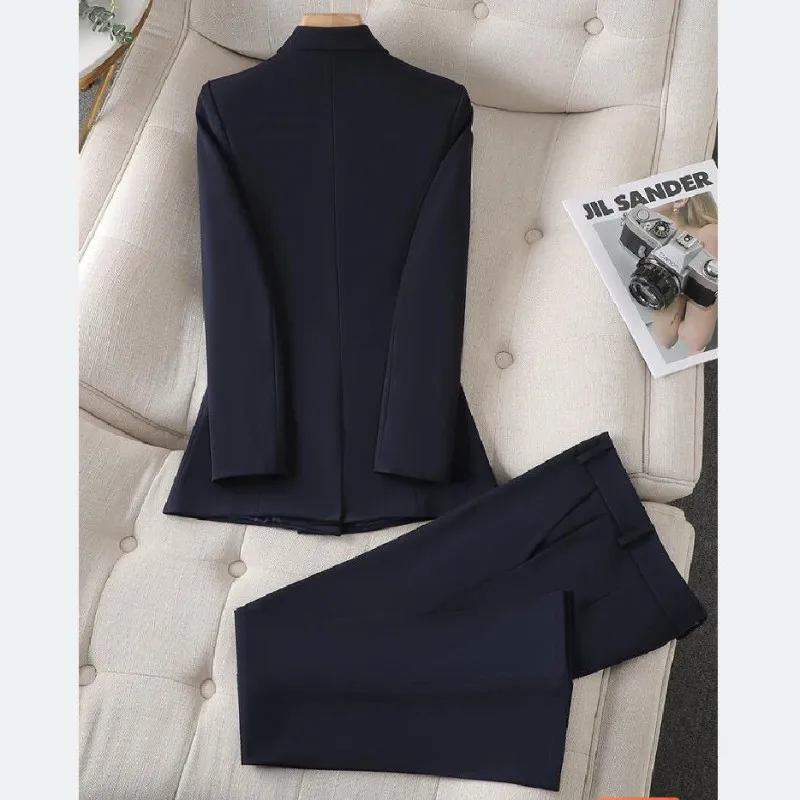 Women's Autumn Winter New Fashion Professional Suit Coat Pants Two Piece Korean Elegant Casual Blazers Jacket Matching Set