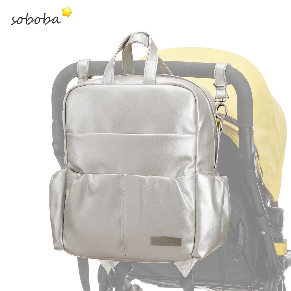 Diaper bag Maternity bag Diaper backpack Soboba Silver Mommy Diaper Bag Large Capacity Multi-functional Waterproof for Travelling Quick Outing