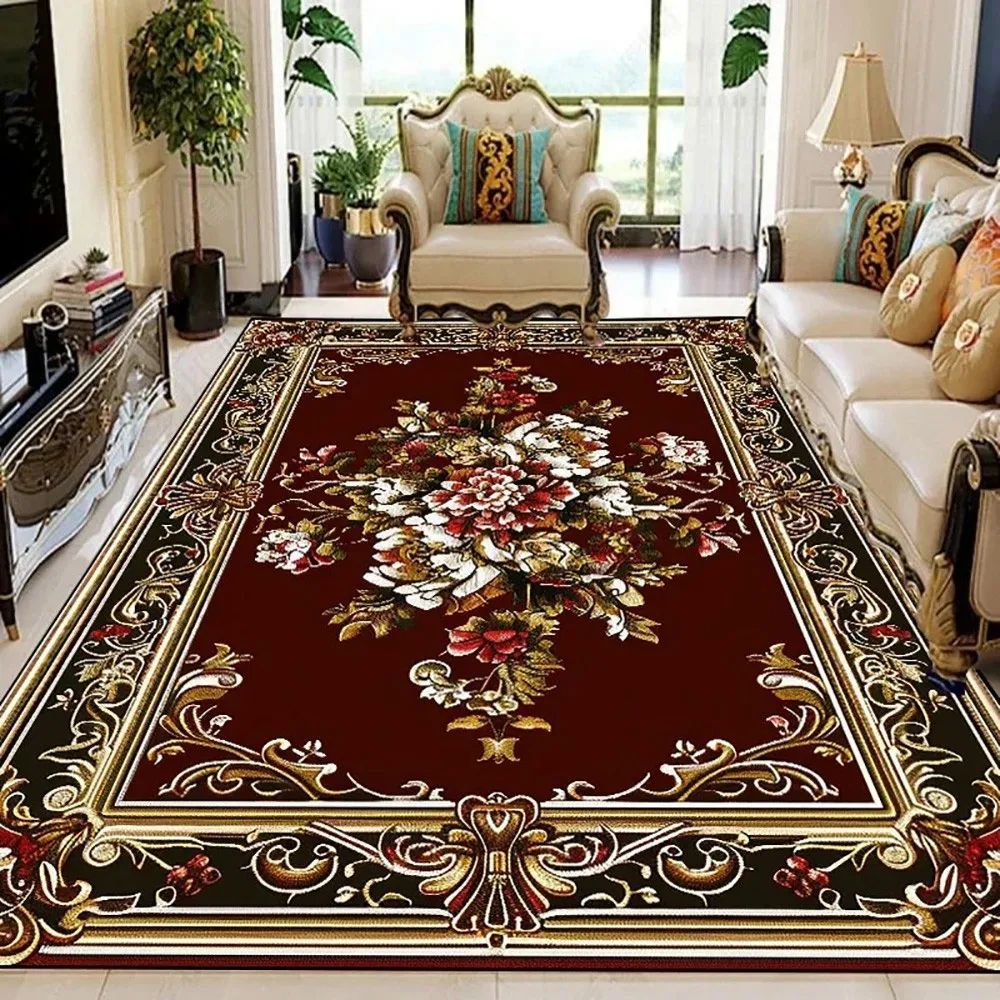VIKAMA Flannel Carpet Boho Persian Vintage Mat Coffee Table Sofa Bedroom Mat Living Room Blanket Large Rug Washable Home Decor