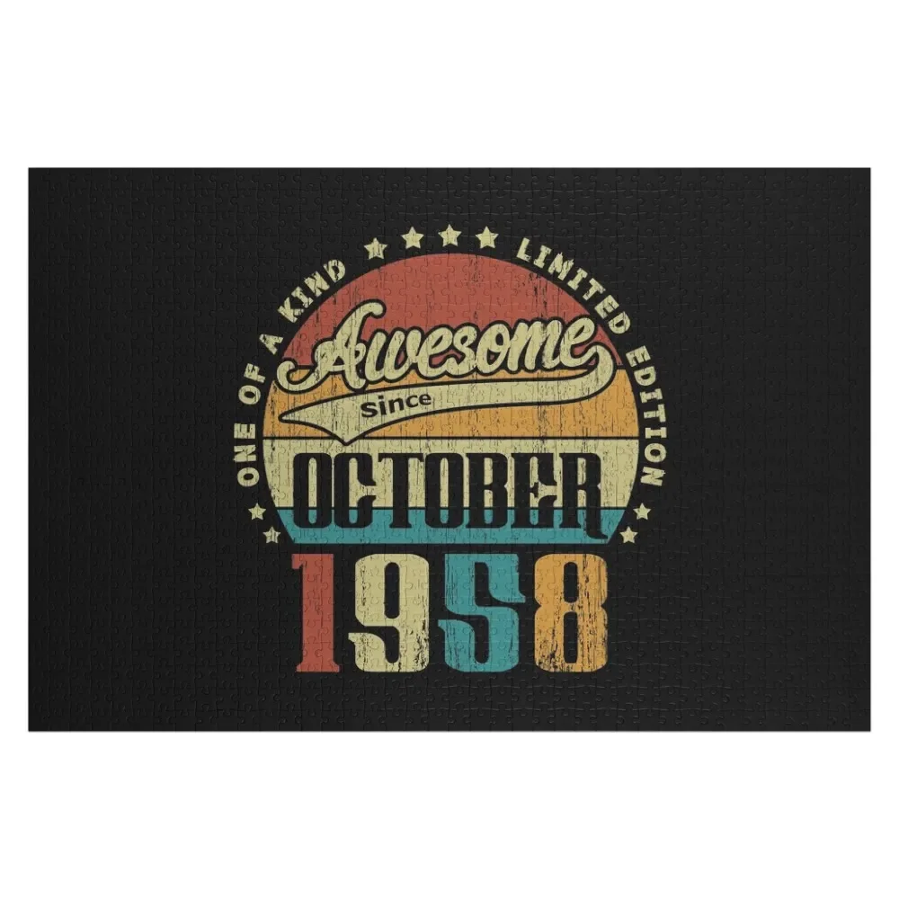 Vintage October 1958 One Of A Kind Awesome Since October 1958 62nd Birthday Gift 62 Years Old Jigsaw Puzzle