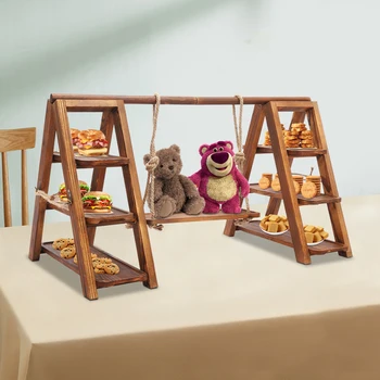 3-Tier Solid Wood Dessert Stand 6KG Load Capacity Detachable Wooden Cupcake Display Rack for Wedding Birthday Party 1