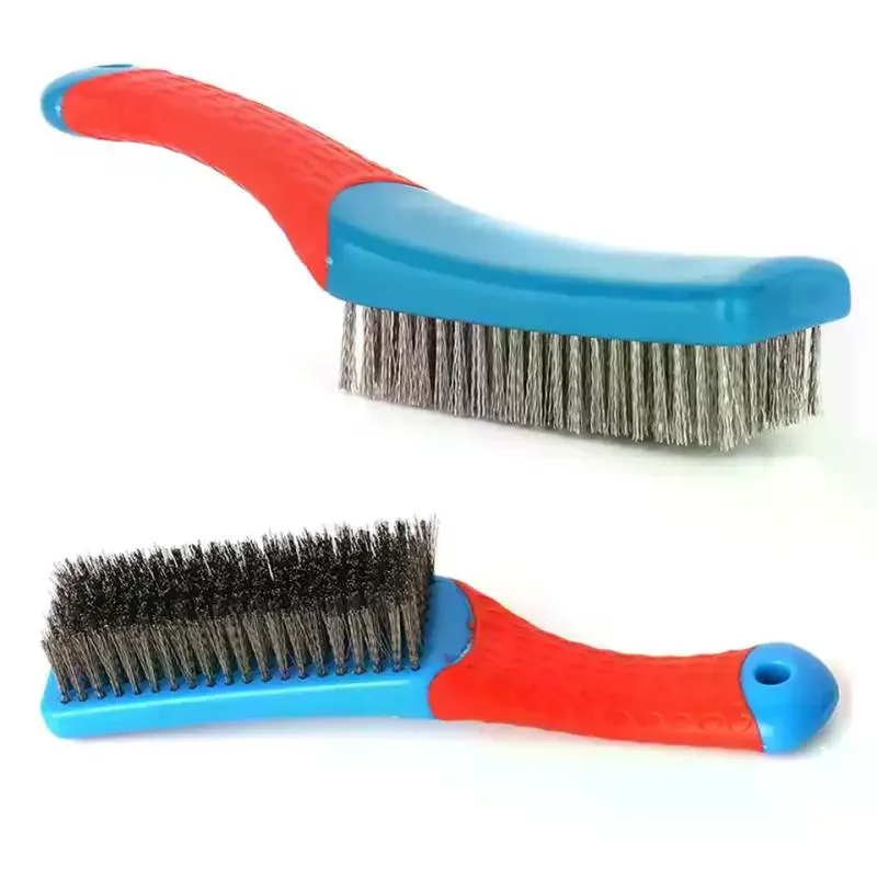 Heavy Duty Stainless Steel Wire Brush With Comfortable Plastic Handle Perfect For Removing Rust, Welding Slag, Dirt, And Paint