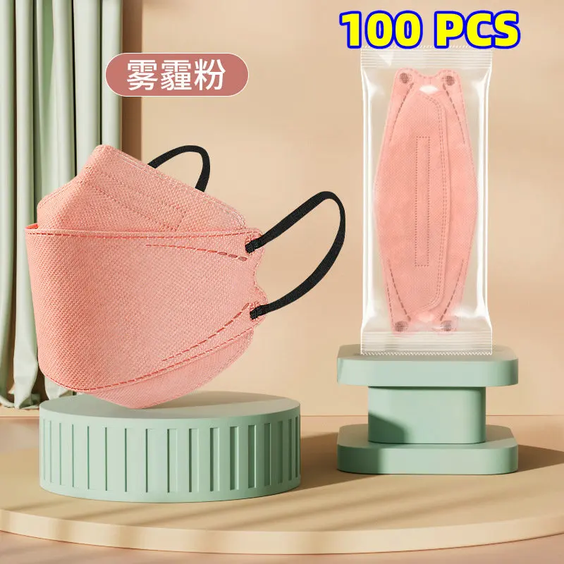 100 pieces face Masks 4d Morandi color fish shaped four layer color dust and droplet preve маска  mascarillas  masque 5
