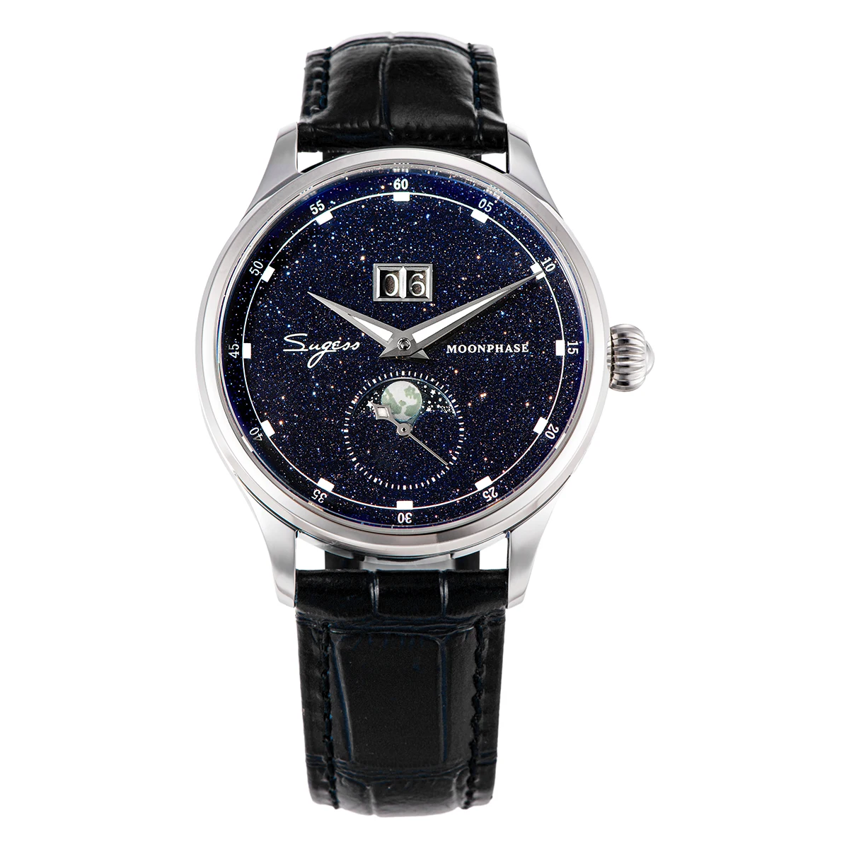 Sugess Moonphase Watch of Men 40mm Automatic Mechanical Wristwatches Seagul - Picture 25 of 33