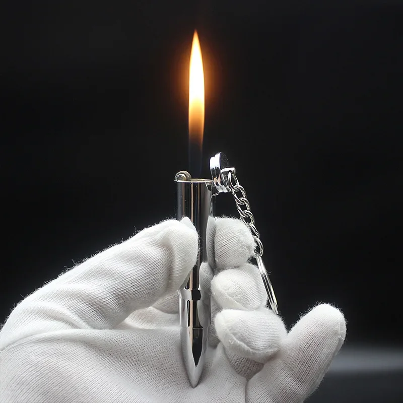 Creative Metal Cigarette Lighter Bullet-shaped Refillable Butane Gas Lighter Cool Metal Keychain Mini Portable butane gas lighter