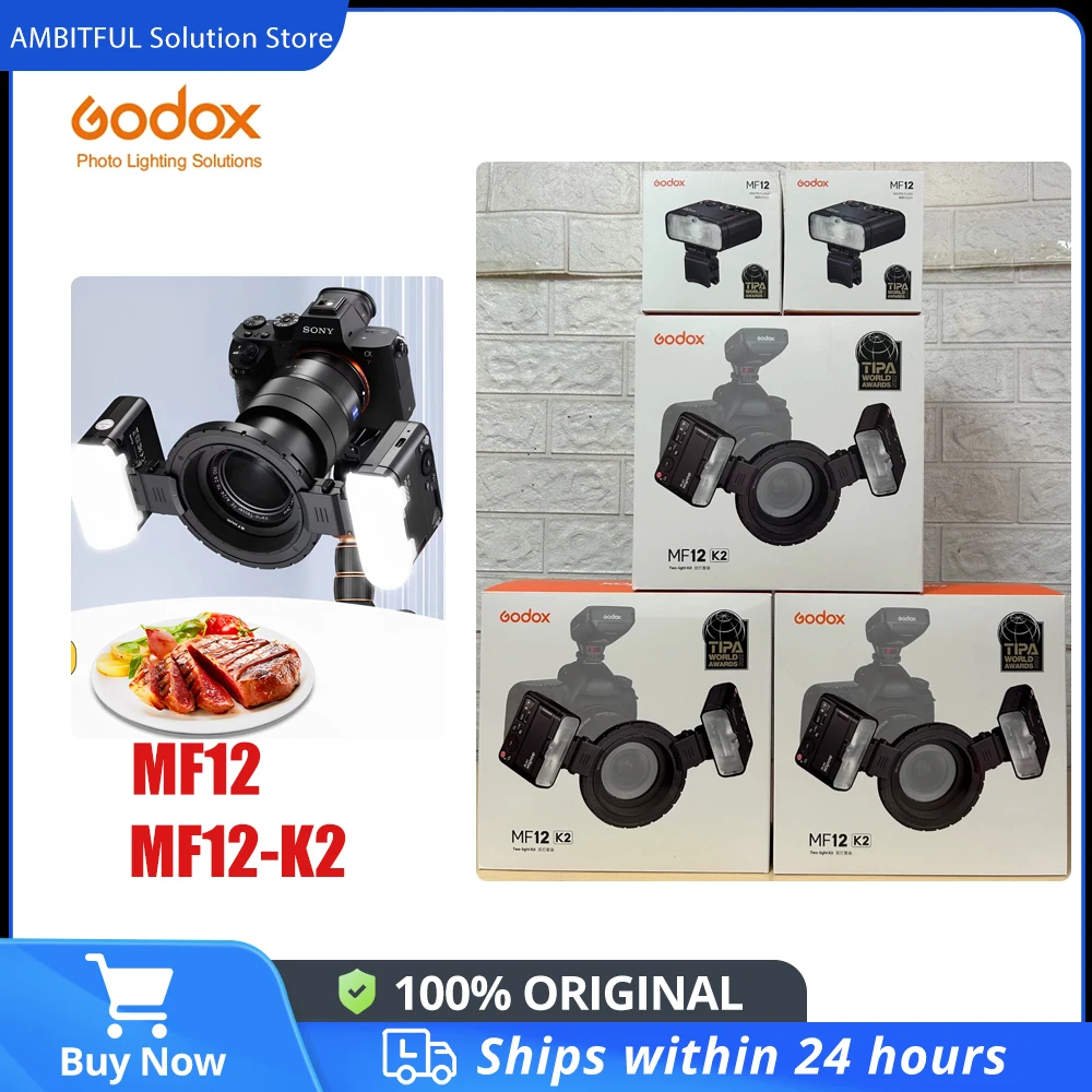 고독스 MF12 MF12-K2 미니 스피드라이트 매크로 플래시 2 라이트 키트 내장 고독스 X 시스템 TTL 플래시 + 매크로 촬영용 컬러 필터