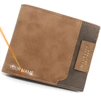 2024 Short Men Wallets New Fashion Zipper Coin Pocket Name Engraved Male Purses High Quality Brand Slim Card Holder Men's Wallet 1