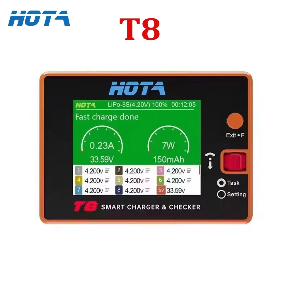 HOTA T8 Сбалансированное зарядное устройство 1 ~ 85 650 Вт 22 А Модель самолета Литиевая батарея Высокая мощность Магнитная многофункциональная
