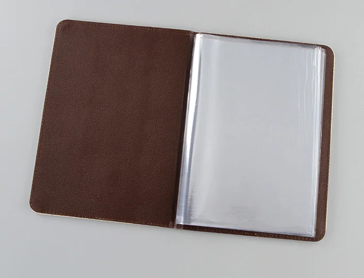 PU Leather Cover Menu Folder For 204x290mm Papers With 8 Sheets Plastic Bag