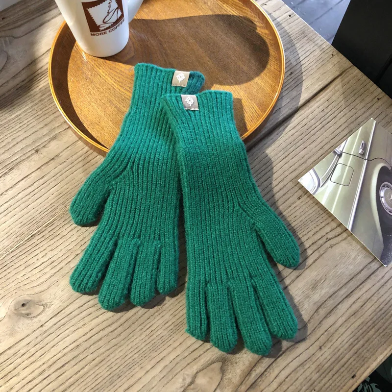 27CM Women Solid Simple Long Knitted Gloves Keep Warm Fingertip Touch Screen Long Style Windproof Outdoor Cycling