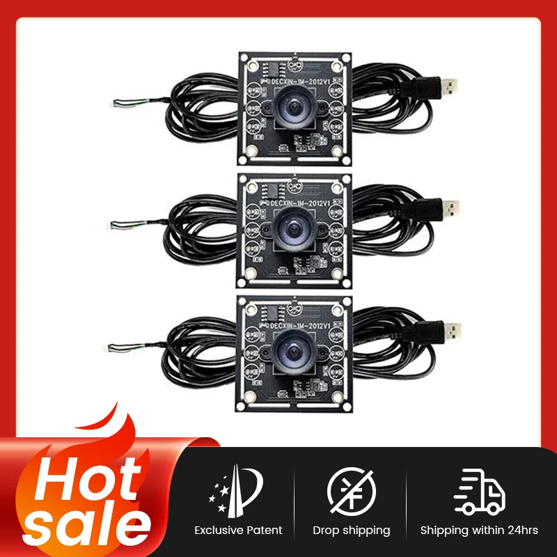 특별 가격 3PCS 100도 카메라 모듈 1MP OV9732 1280x720 USB 무료 드라이버 수동 초점, WinXP/7/8/용 2미터 케이블 포함