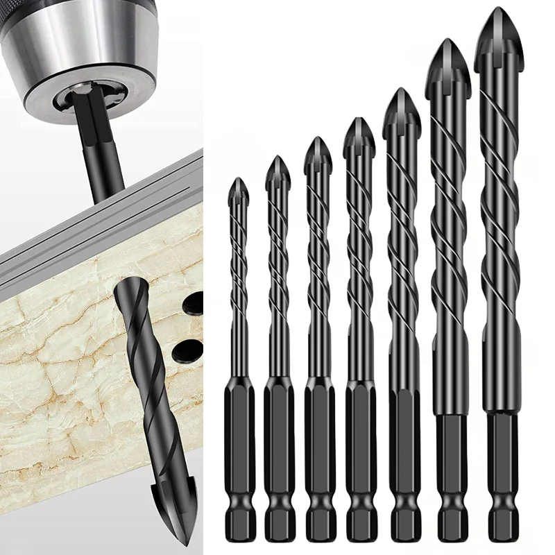 

3-12mm Concrete Drill Bits 1/4" Hex Shank Drill Bits Hard Alloy Concrete Drill Bit for Tile Ceramic Tile Brick Glass Wood Marble