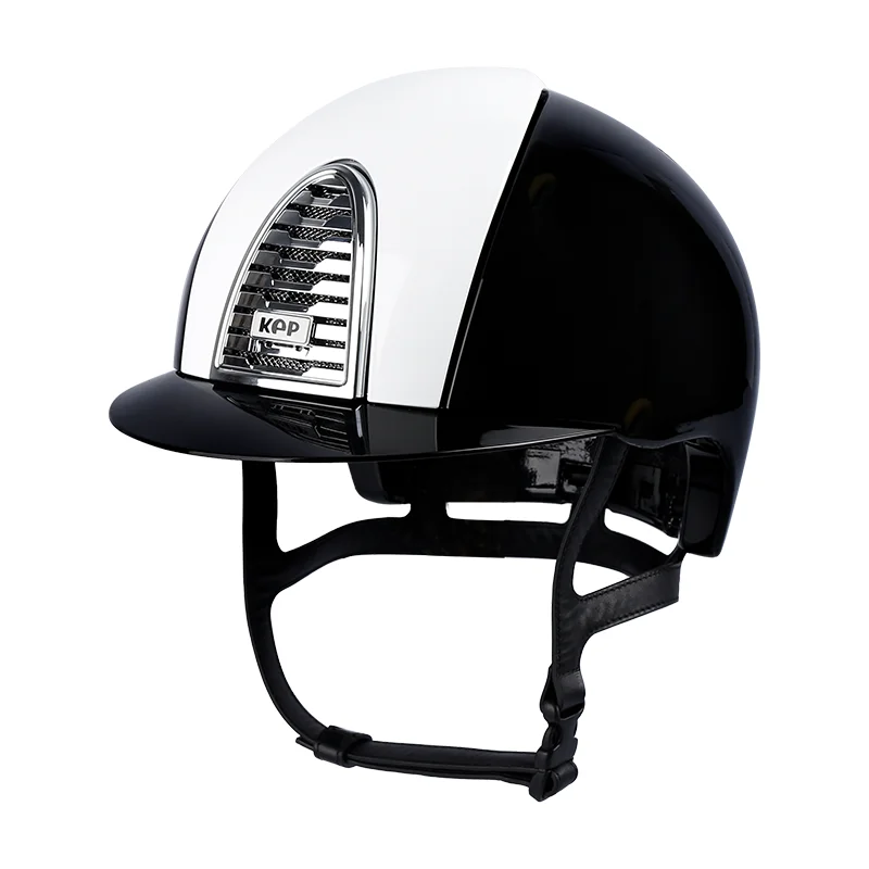 Shine shell black and white helmet riding equestrian equipments removable inner deep blue and white cromo2 head guard protection