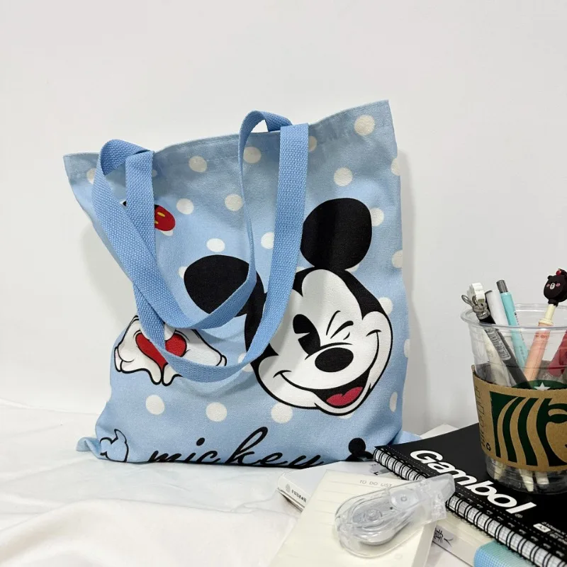 Nuevo bolso de mano con estampado creativo de dibujos animados de Mickey y Minnie de Disney, bolso de lona de gran capacidad a la moda para mujer - Imagen 6