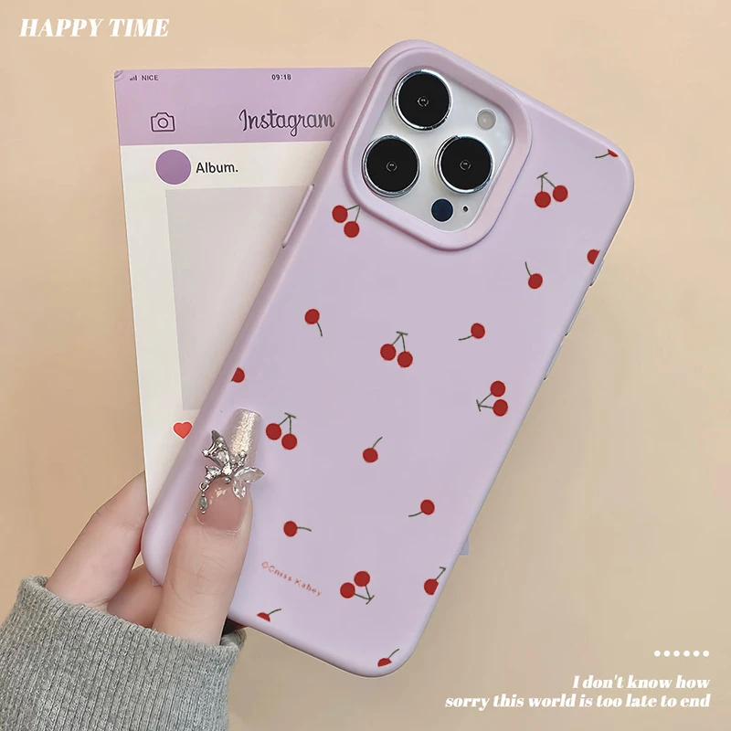 Adorable Cherry Pattern Shockproof Silicone Phone Case