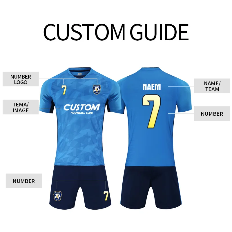 100% Polyester Cheap Football Jerseys Kits Mens Breathable Soccer Uniforms Set With 6311