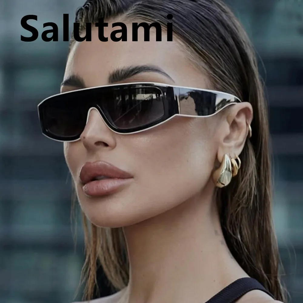 new fashion brand rectangle one piece sunglasses women vintage