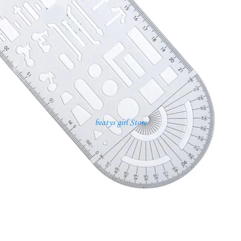 C7AB 기하학적 도면 템플릿 드로잉 스텐실 측정 눈금자 사고 장면 스텐실 템플릿 기하학적 제도 도구