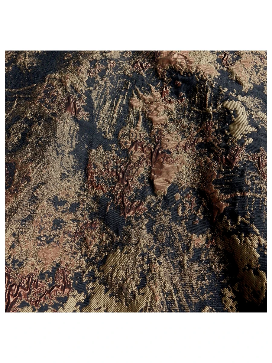 Wasteland Style Khaki Relief Three-Dimensional Stone Pattern Jacquard Texture Cloth Clothing Designer Fabric