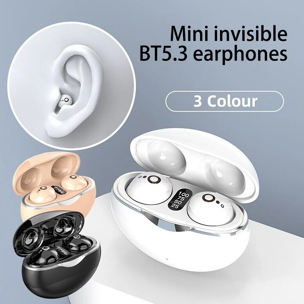 보이지 않는 미니 헤드폰 TWS 블루투스 5.3 이어폰, 무선 헤드셋, 하이파이 스테레오, 소음 감소 이어버드, 아이폰, 샤오미