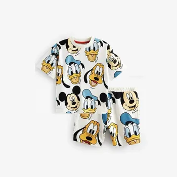 Disney Cartoon Boys t-shirt outfit 2024 New Summer Clothing abito manica corta Cartoon Print Baby Tees + Shorts Set 2 pezzi 1