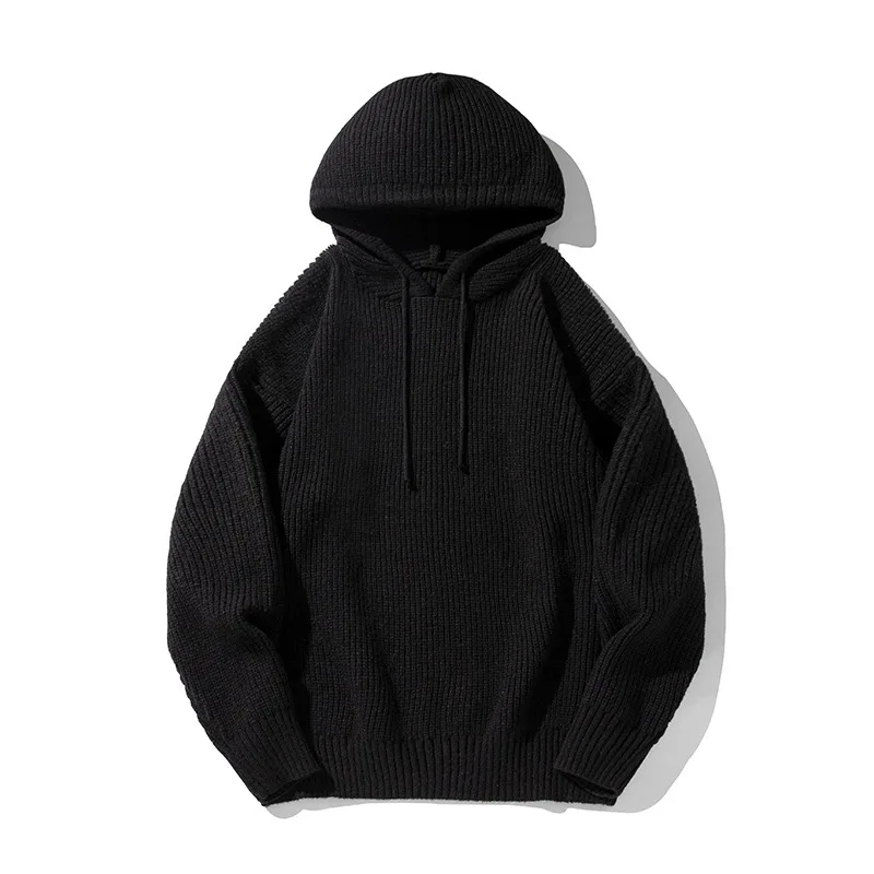 Men Skateboarding Hoodies Women Autumn Winter Casual Loose Knitted Sweater Solid Color Hoodies Oversize Grey Sweatshirt For Male