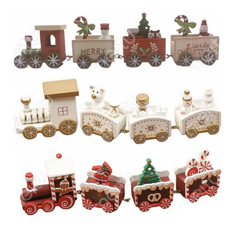 

Kawaii 3 Items /Lot Kids Toys Christmas Decoration Wooden Carve Paintings Vehicle Ornament For Barbie House DIY Decorate Present