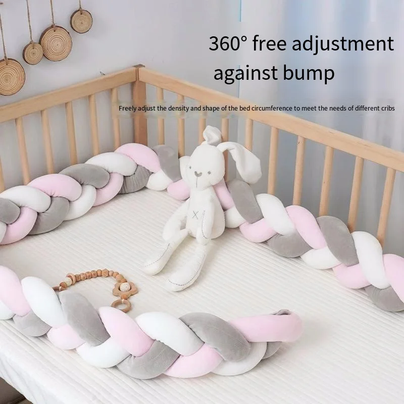 Baby Bed Protector Infant Cradle Pillow Cushion Braid Knot Bumper Crib Bumper Room Decor 1-4M