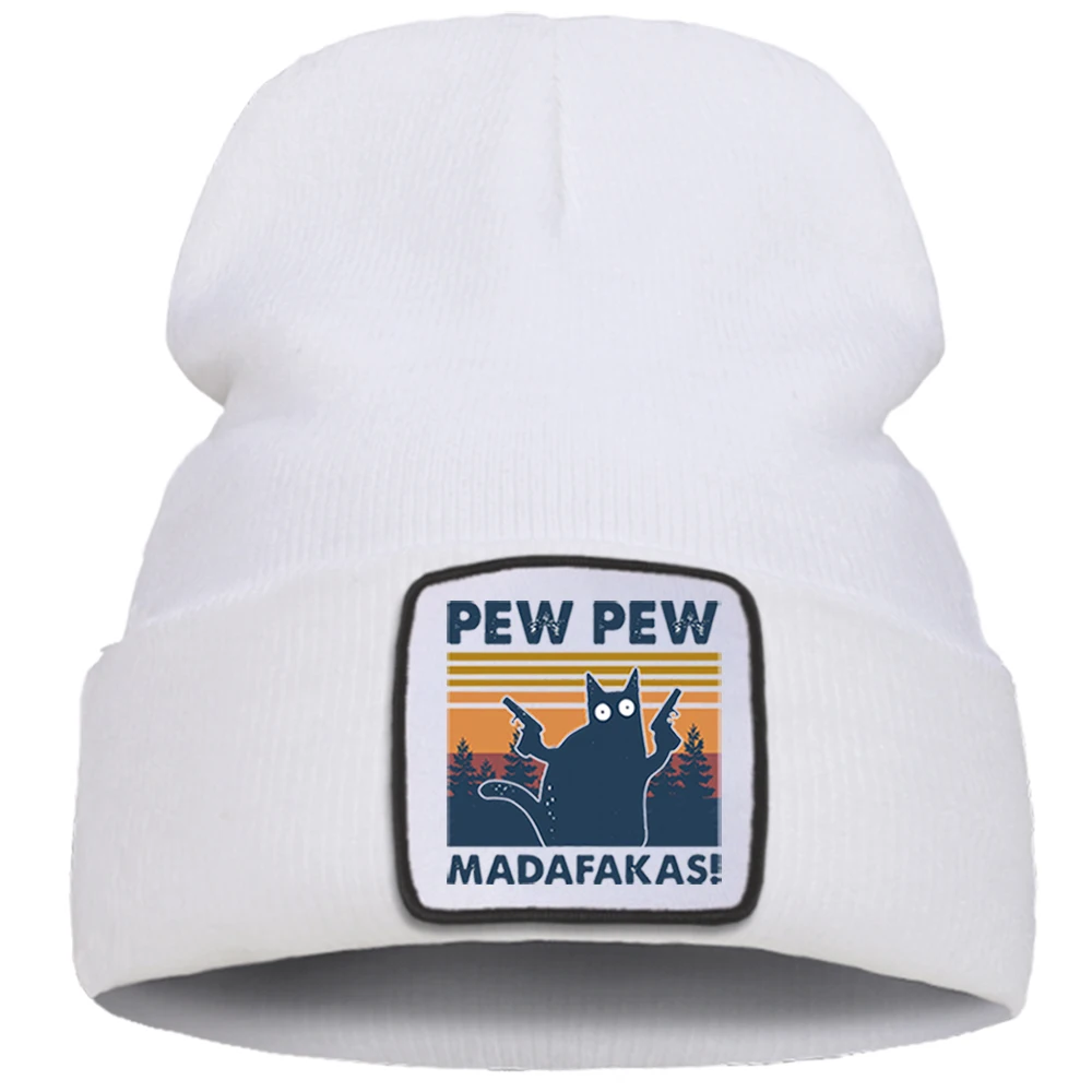 

Модные облегающие шапки, мягкая Лыжная уличная Кепка с узором, Pew Madafaka, горячая Распродажа, гибкая шапка без козырька, зимние Хлопковые вязаные шапки