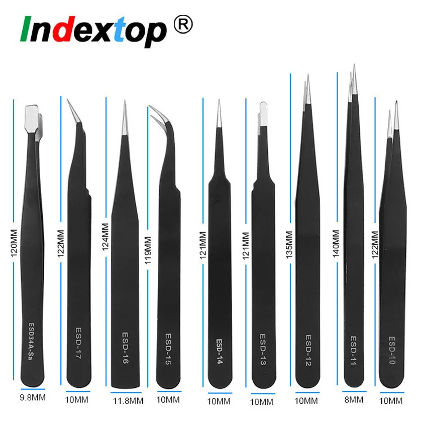 

ESD Anti-Static Stainless Steel Tweezers Precision Maintenance Industrial Repair Curved Tool Home Working Model Making Hand Tool