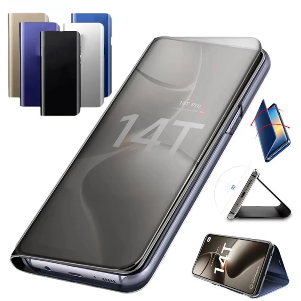 Luxury Mirror Flip Shockproof Leather Phone Case Cover