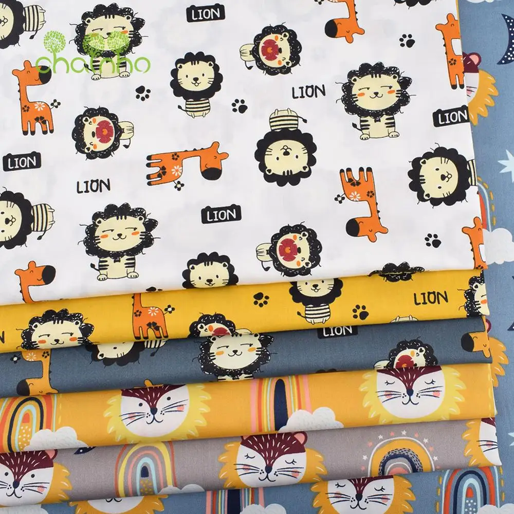 Chainho,Printed Twill Weave Cotton Fabric,DIY Sewing Quilting Material,Patchwork Cloth,6 Designs Cartoon Series,2 Sizes,15C142