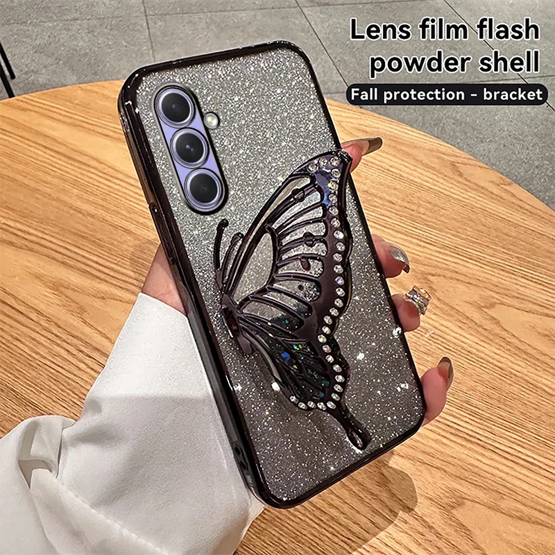 Glitter Butterfly 3D Liquid Sand Phone Holder Case