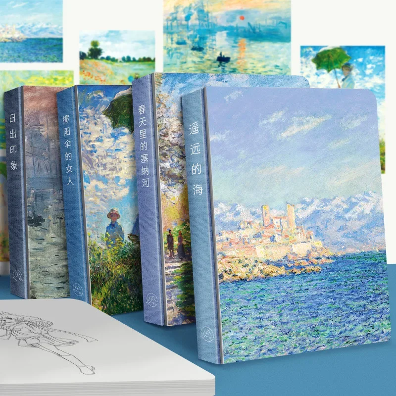 

Блокнот в эстетике, известная картина от Monet Hokusai, пустые внутренние журналы, дневник, планировщик, студенческие офисные и школьные принадлежности