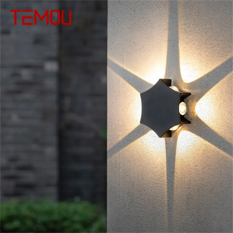 TEMOU Creative Outdoor Wall Light Fixtures Modern Black Waterproof LED Simple Lamp for Home Porch Balcony Villa