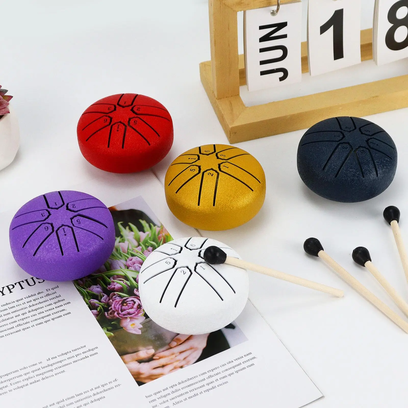 3-Inch 6-Tone Steel Tongue Drum Mini Hand Pan Set with Drumsticks & Song Book, Ideal for Beginners & Music Lovers, Percussion