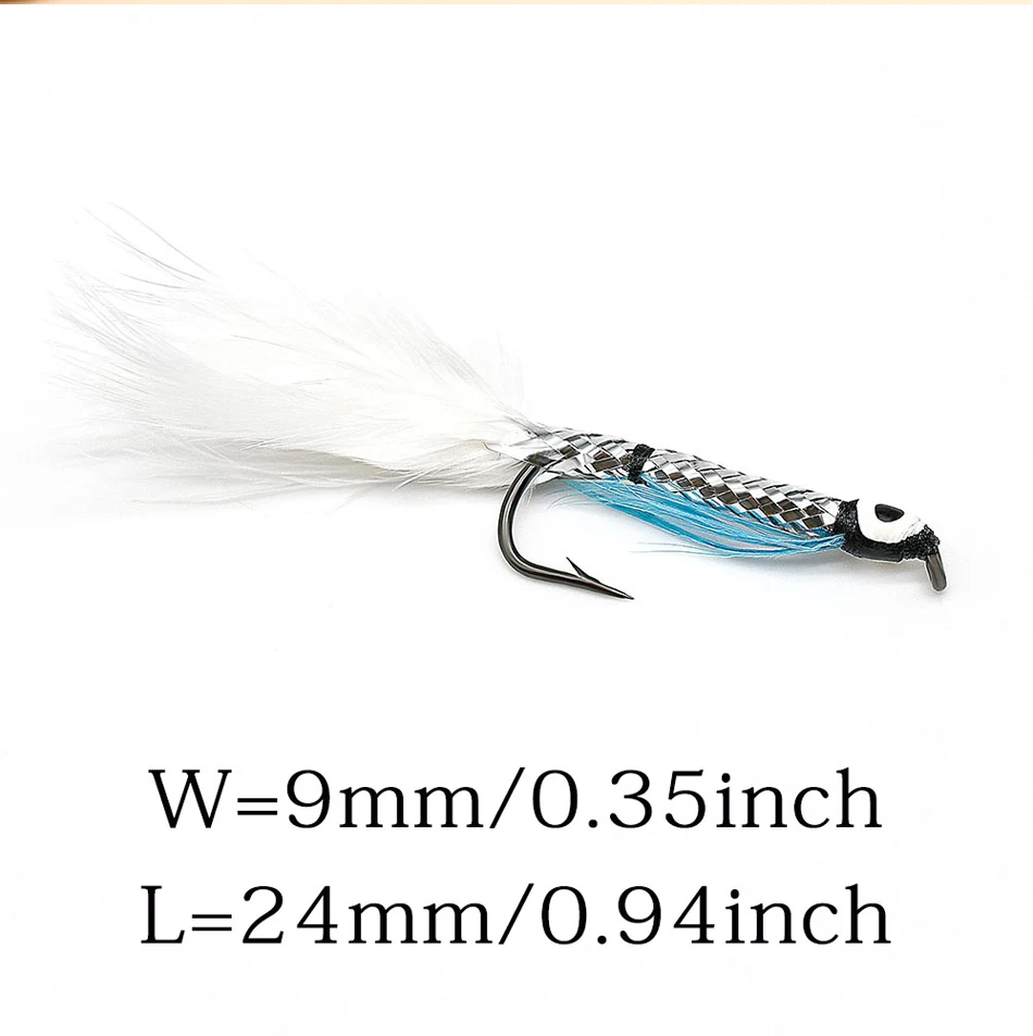 MNFT 10 Stück 4 # White Tail Silver Body Streamer Bait Fishing Künstlicher Karpfenköder – Detail 6