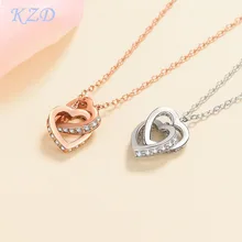 

Couples Heart-to-heart Moissanite S925 Silver Electroplating Rose Gold Platinum Collarbone Chain Anniversary Valentine Day Gift