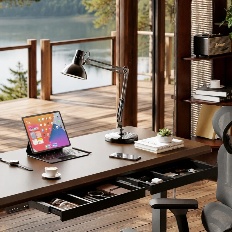 Organisateur de tiroir sous bureau, grand plateau de rangement coulissant en bois massif pour bureaux, épaissi, glissement fluide, installation facile