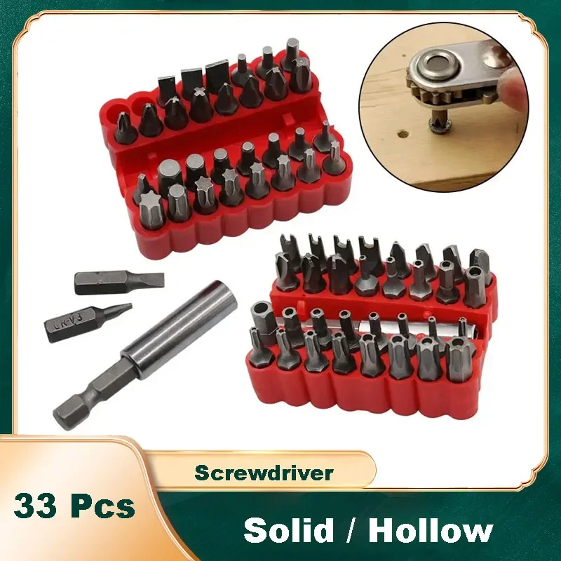 

33 шт. Набор насадок для отвертки 1/4 "магнитный держатель инструменты для дрели полые/Твердые насадки для отвертки насадки для электрического отвертки