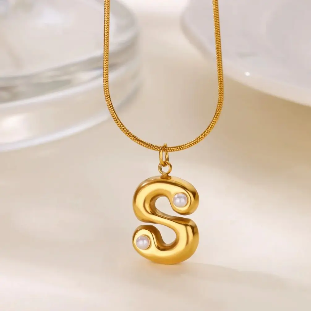 Stainless Steel Letter Necklace for Women Wedding Jewelry