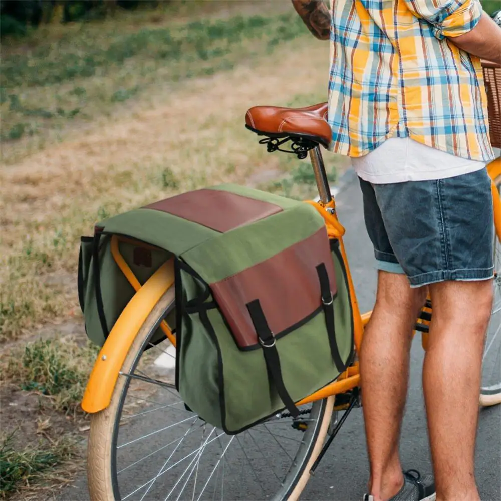 

Saddle Bag Large-capacity Bike Packing Bag Travel Storage Bags Canvas Rear Piggyback Pannier Accessories