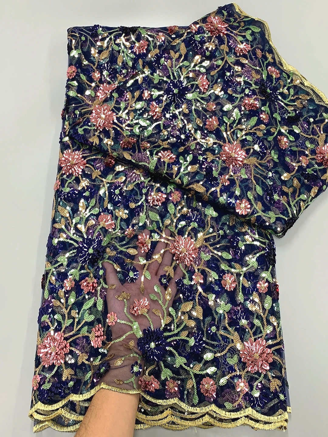 

Темно-синяя французская Тюлевая кружевная ткань 2024, Высококачественная нигерийская Роскошная фототкань для женщин, вечерняя одежда, платья