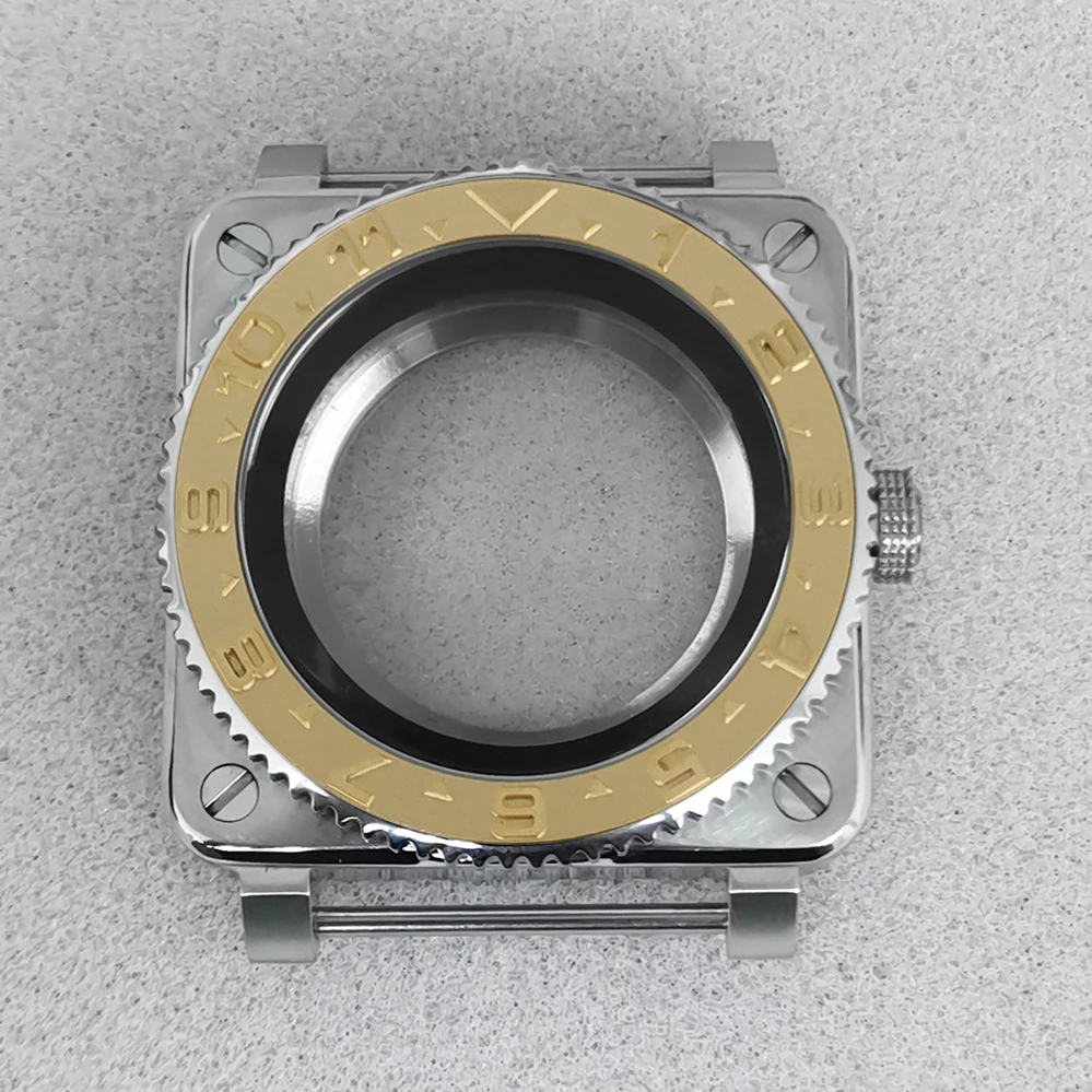 

GEERVO New 42mm NH35 Watch Case Square Stainless Steel Sapphire Crystal For NH36 Movement Pure Black Shadow 100m Waterproof