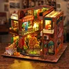 DIY Wooden Book Nook Shelf Insert Kit Chinese Street View Bookends Miniature Building Kits Bookshelf Doll Houses Friends Gifts 3