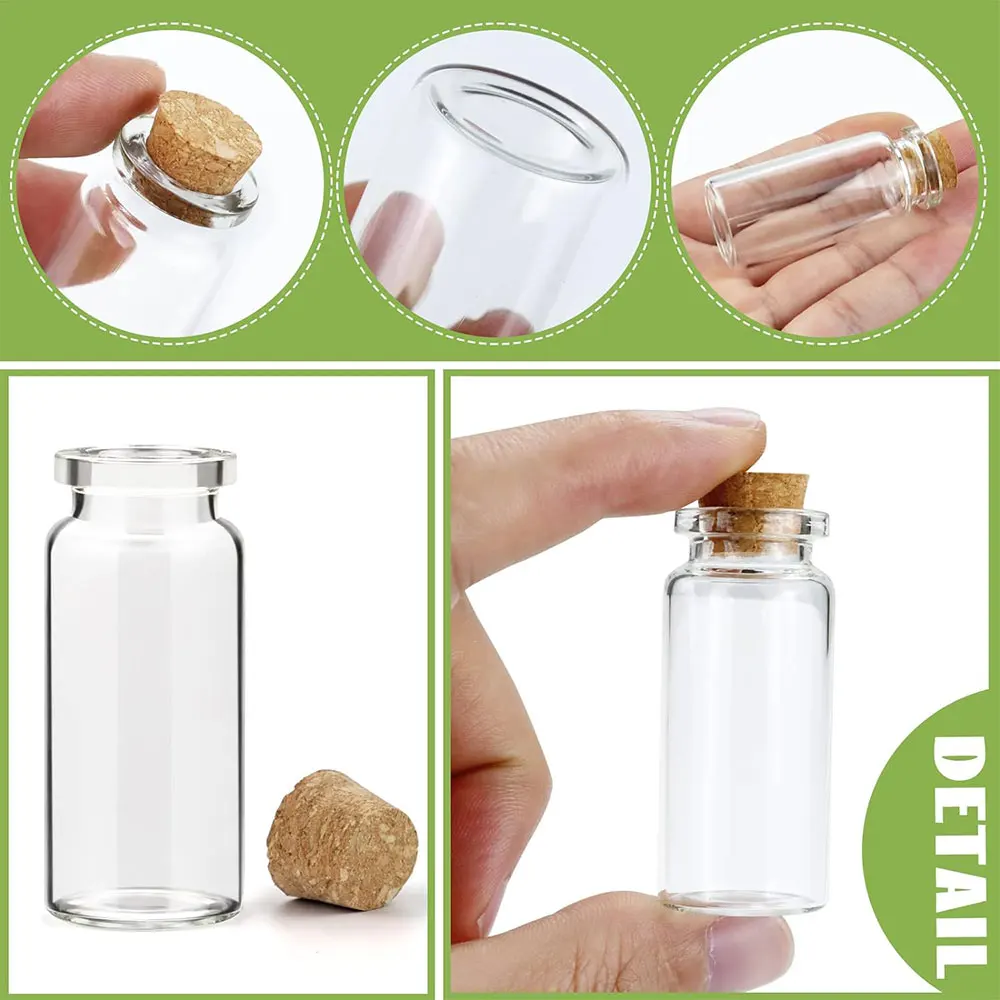 5Pcs 5/10/12/20ml Mini Clear Glass Drifting Bottles With Cork Stopper Small Jars For Christmas Wedding Birthday Party Decoration